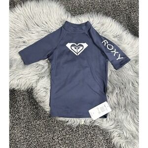 Roxy Girl Mood Indigo Sleeve-Logo Rashguard‎ Size Girl's 8/S (MSRP $27)